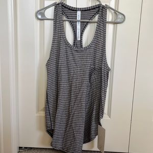 lululemon athletica Black and White Striped Yogi Racerback 8
